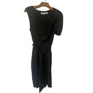 Trina Turk Black Knot Shoulder Stretch Belted Dress Women's‎ Size 6